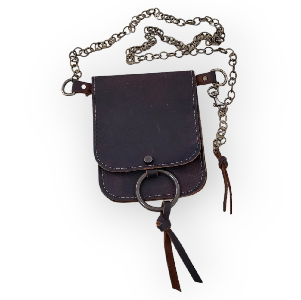 CANOE Leather Crossbody Hip Bag Adjustable Chain Strap